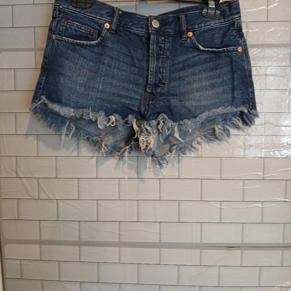 Free People Denim Distressed Short Shorts Sz 27
